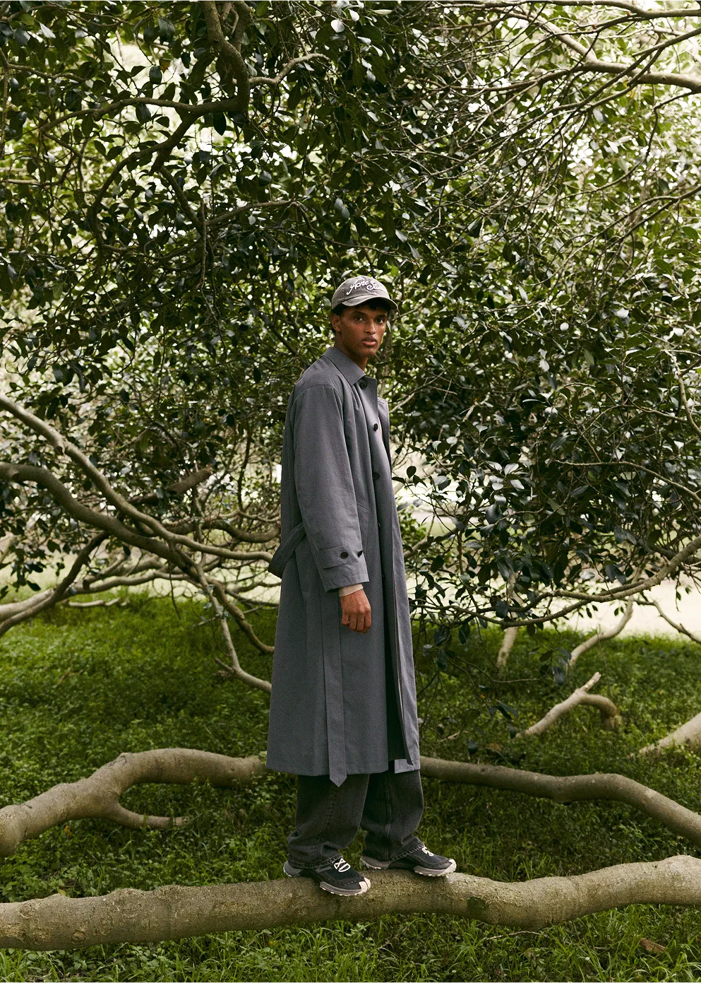 Washed Finx Gabardine Soutien Collar Coat