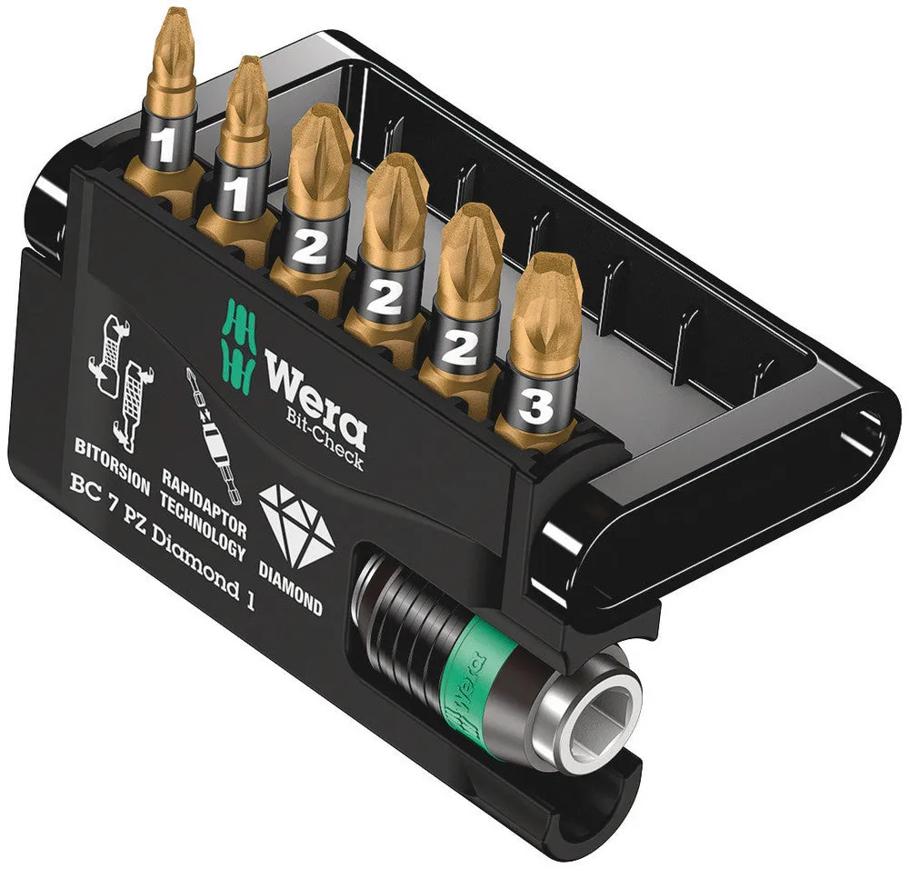 Wera 05057412001 Bit-Check 7 PZ Diamond 1, 7 pieces