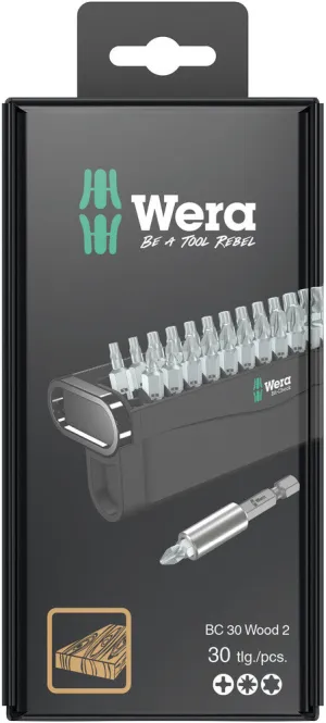 Wera 05057438001 Bit-Check 30 Wood 2 SB, Bits assortment