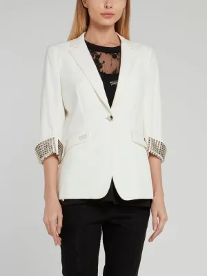 White Multi-Stud Statement Blazer