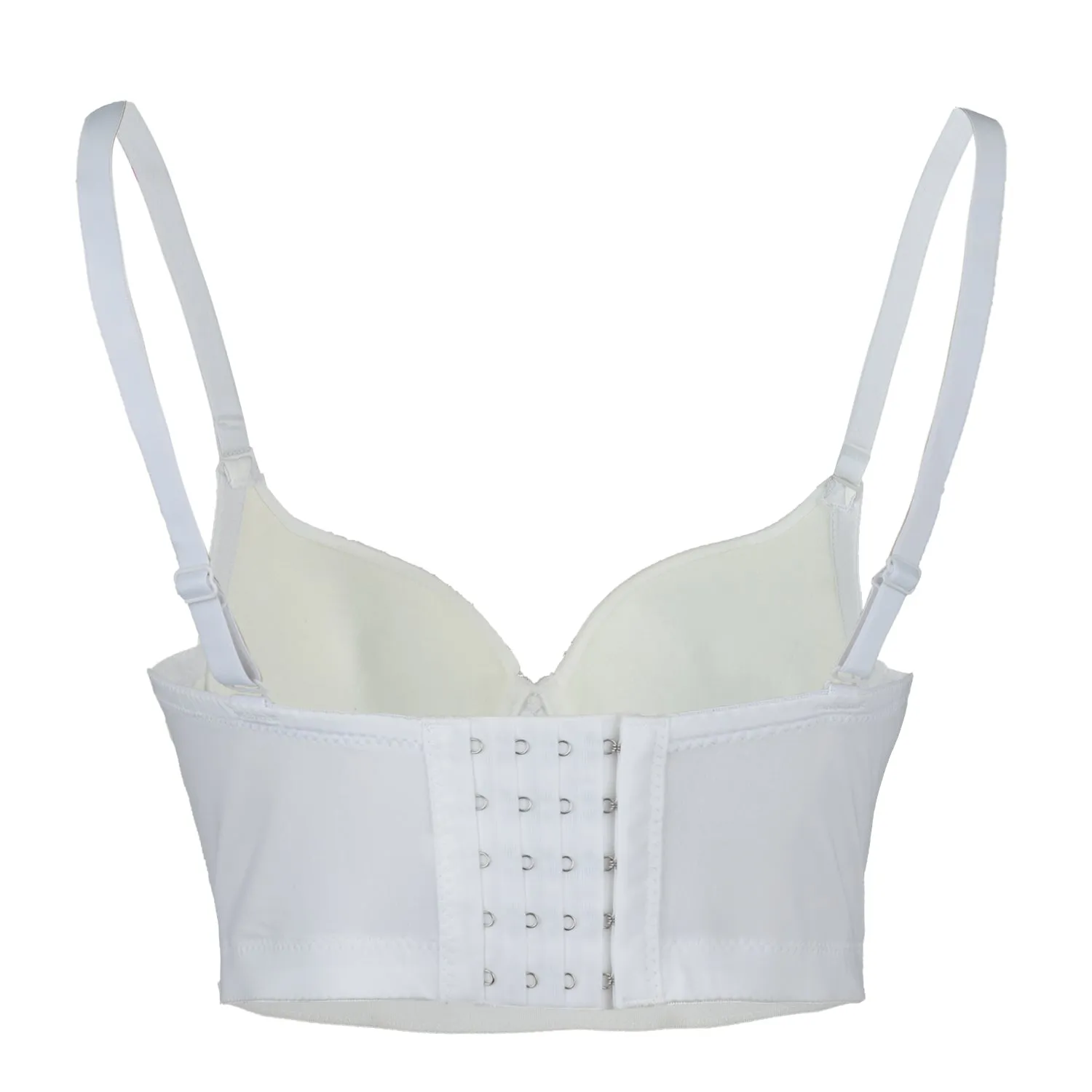 White Women's Rhinestone Diamond Bustier Crop Top Bra