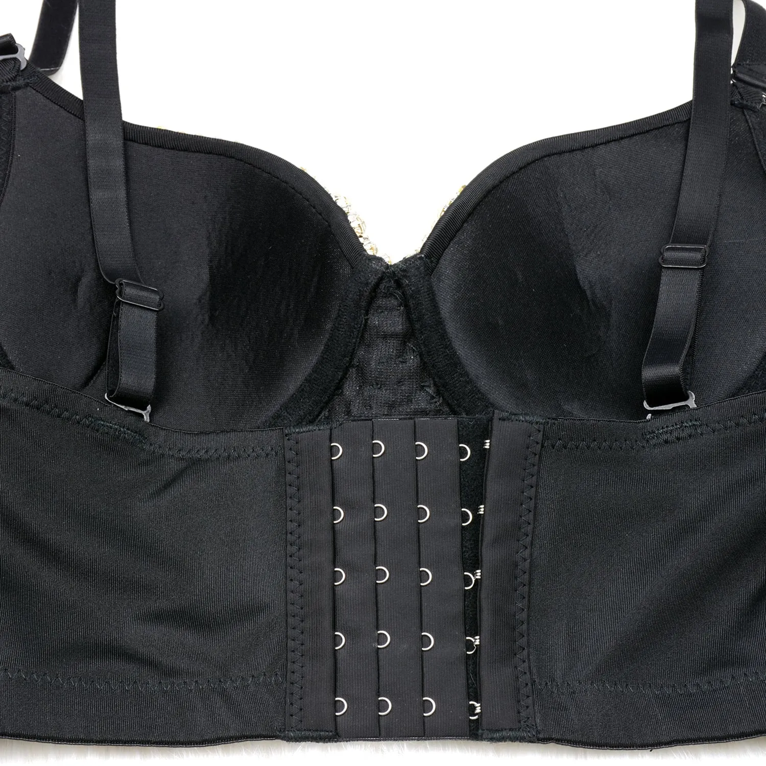 White Women's Rhinestone Diamond Bustier Crop Top Bra