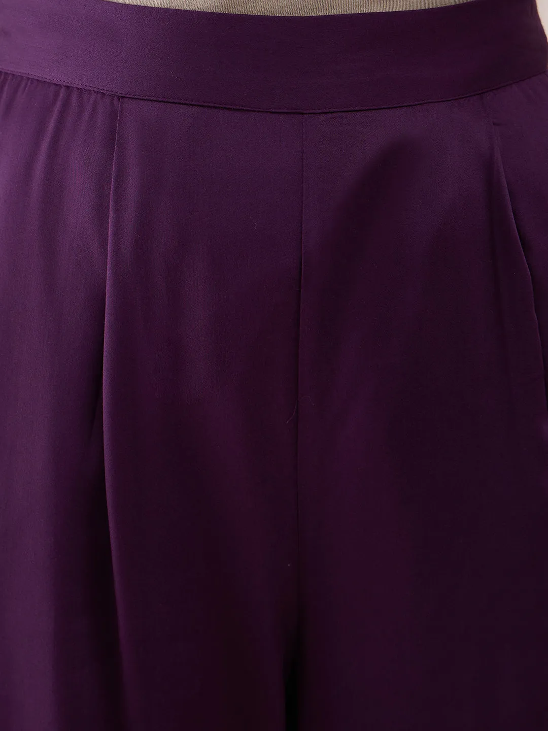 Wine High Low Tunic With Straight Pant