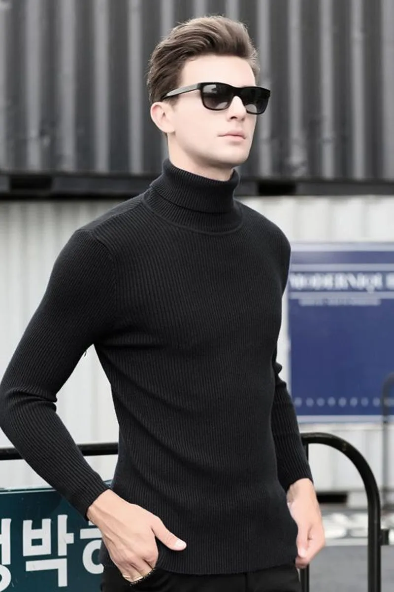 Winter turtleneck sweater male thickening slim sweater pure wool sweater basic polo-necked collar shirt