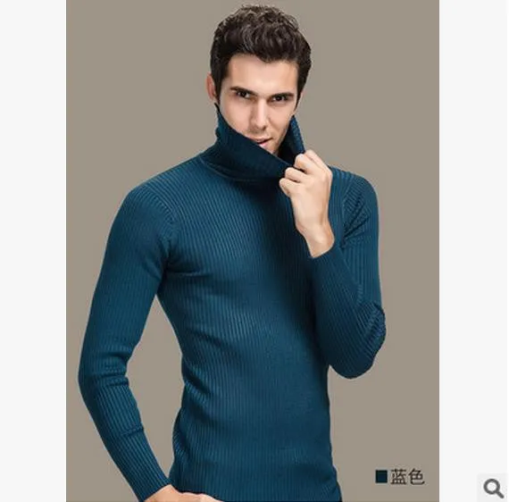 Winter turtleneck sweater male thickening slim sweater pure wool sweater basic polo-necked collar shirt