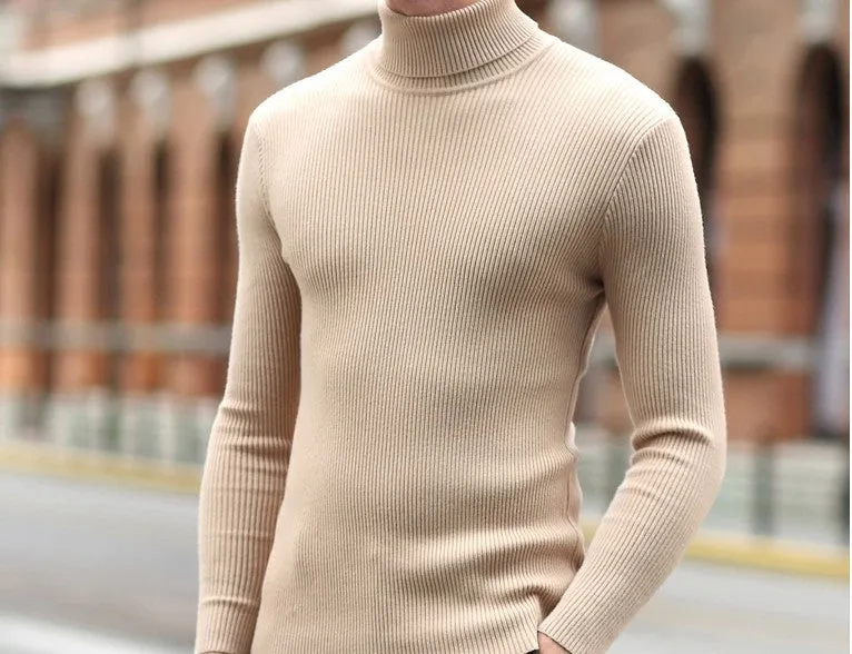 Winter turtleneck sweater male thickening slim sweater pure wool sweater basic polo-necked collar shirt