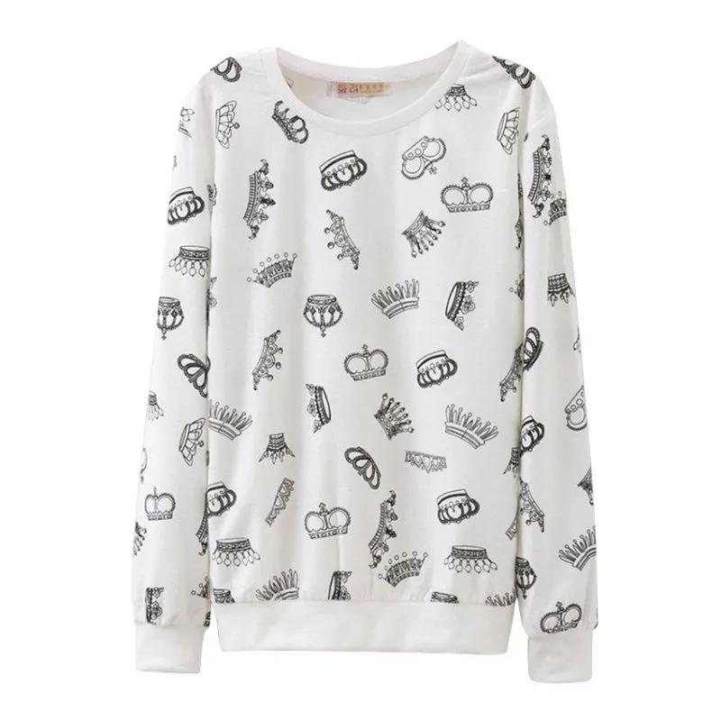 Women casual fitness Suits Thin Cotton Hoodies Animal Ice Cream Dog Print Cute Loose Pullovers Sweatshirts Tracksuit NW