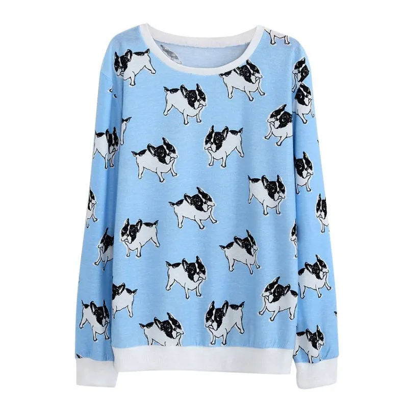 Women casual fitness Suits Thin Cotton Hoodies Animal Ice Cream Dog Print Cute Loose Pullovers Sweatshirts Tracksuit NW