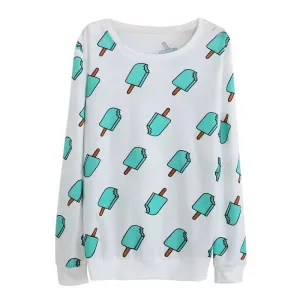 Women casual fitness Suits Thin Cotton Hoodies Animal Ice Cream Dog Print Cute Loose Pullovers Sweatshirts Tracksuit NW