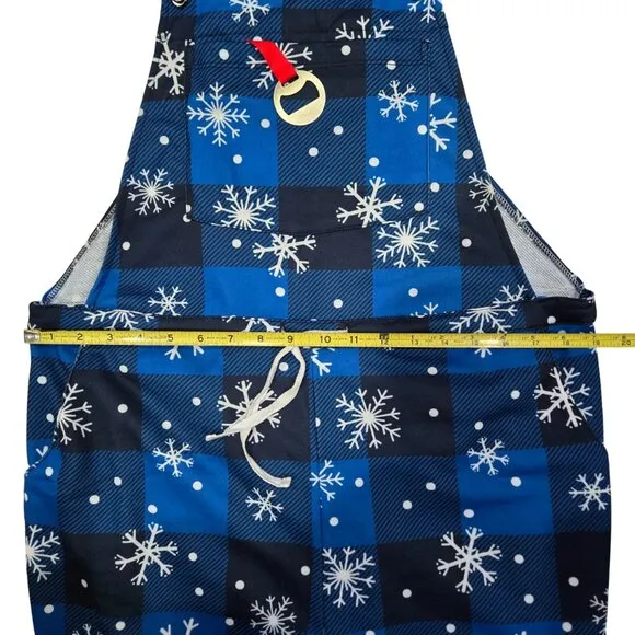 Women Overall Pajamas XS Warm Soft Knit Après Ski Snowflake Blue White NWT