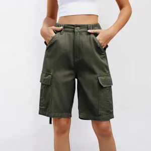 Women Washed Overalls Fifth Casual Shorts