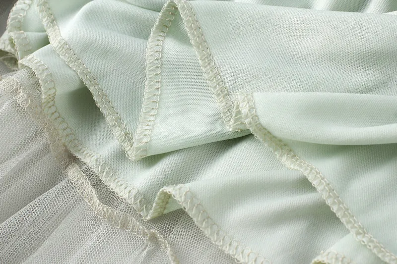 Women's Mid-length A-line Skirt Mesh Irregular Pleated Skirt
