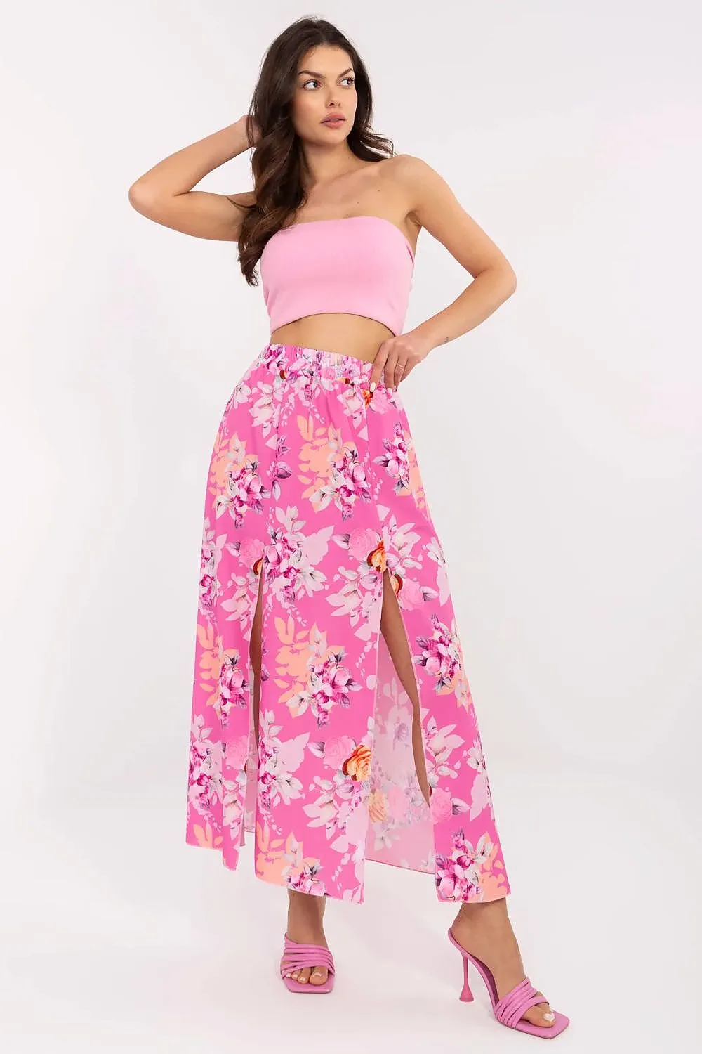 Women's midi skirt with a floral print