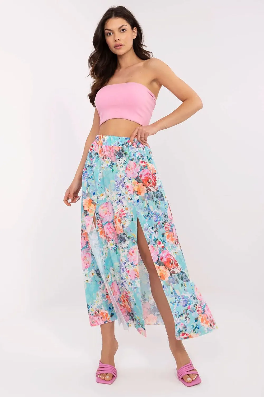 Women's midi skirt with a floral print