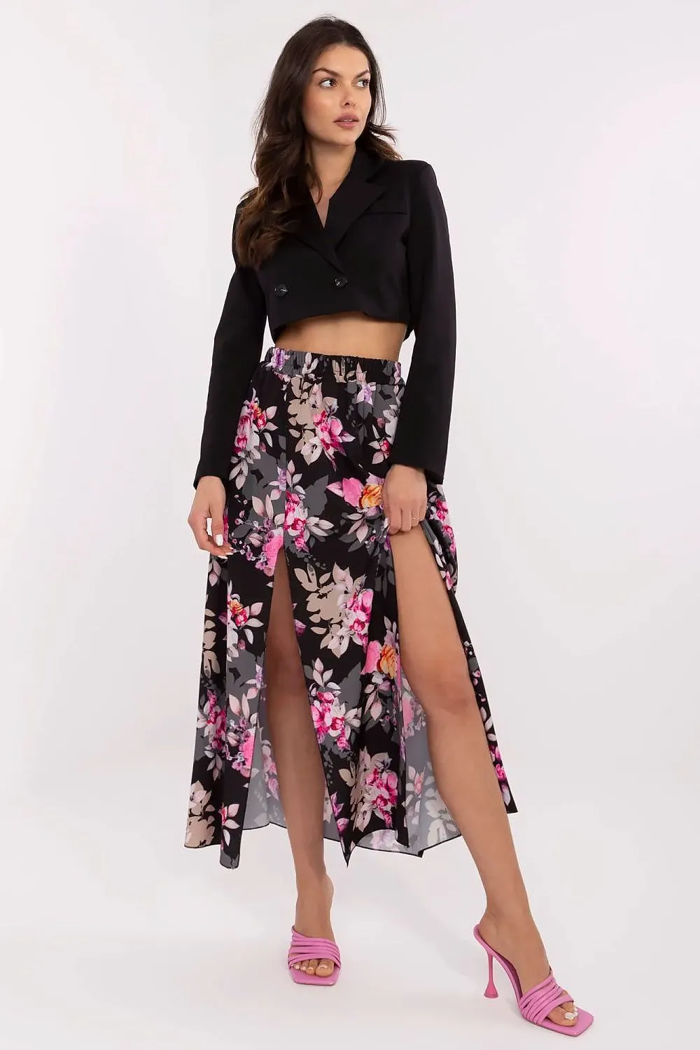 Women's midi skirt with a floral print