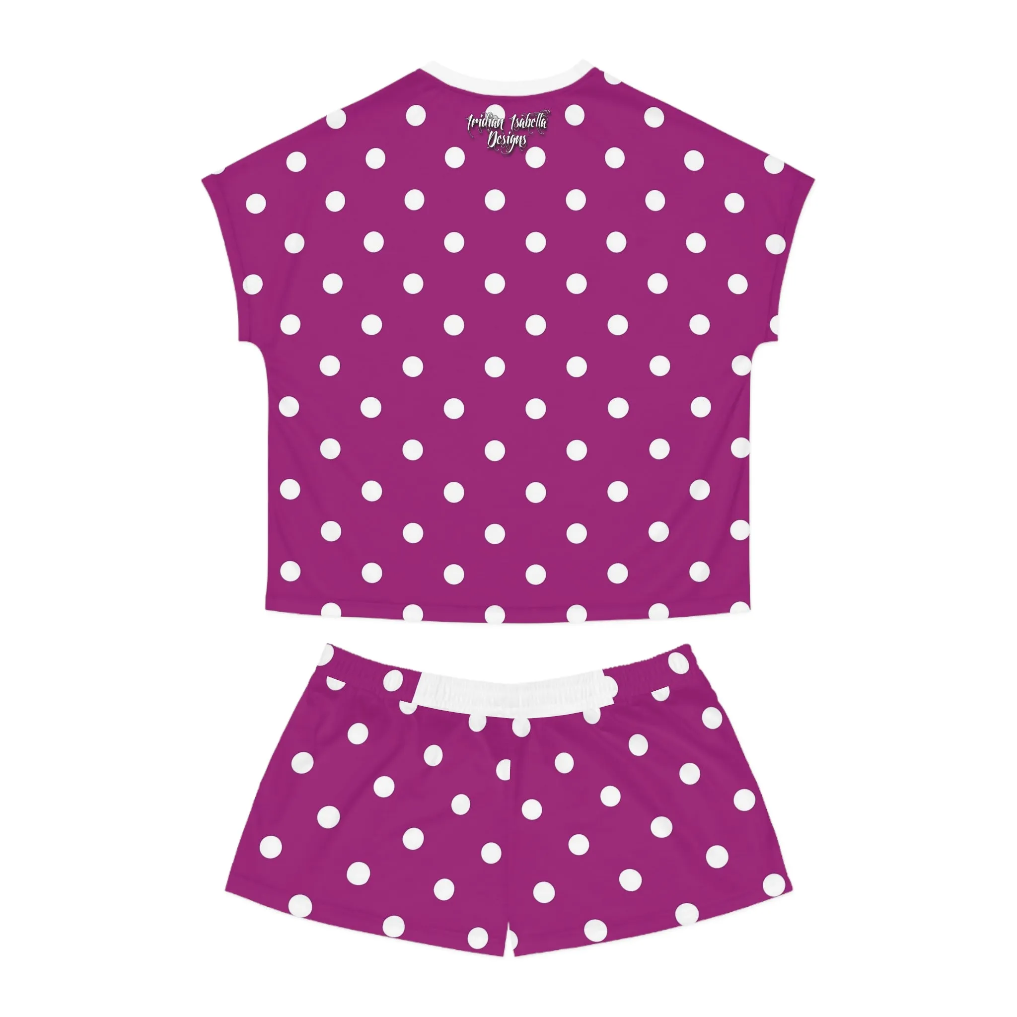 Women's Purple & White Poka Dot Love Graphic Short Pajama Set