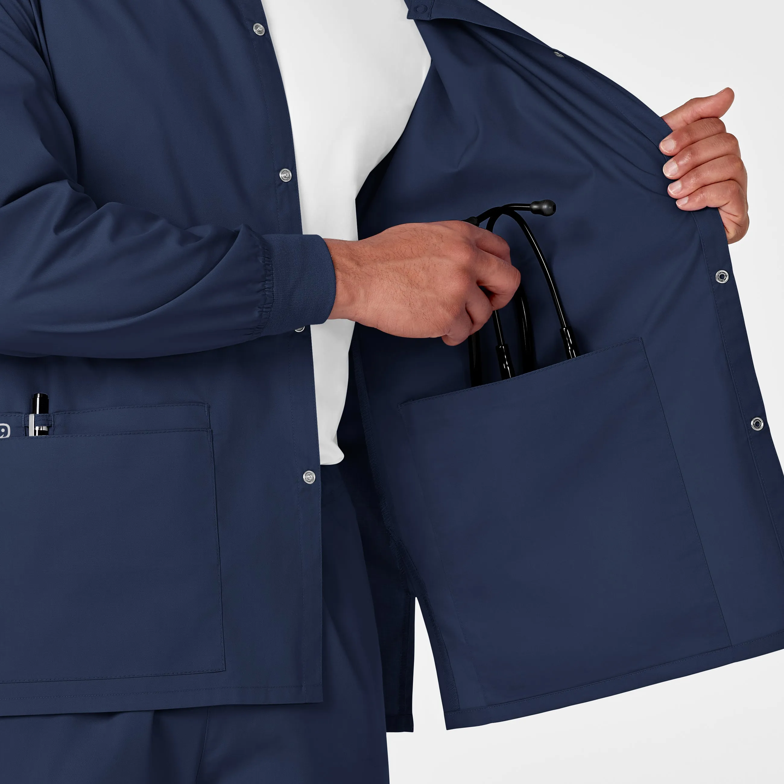 WonderWORK 800 Unisex Snap Front Jacket Navy