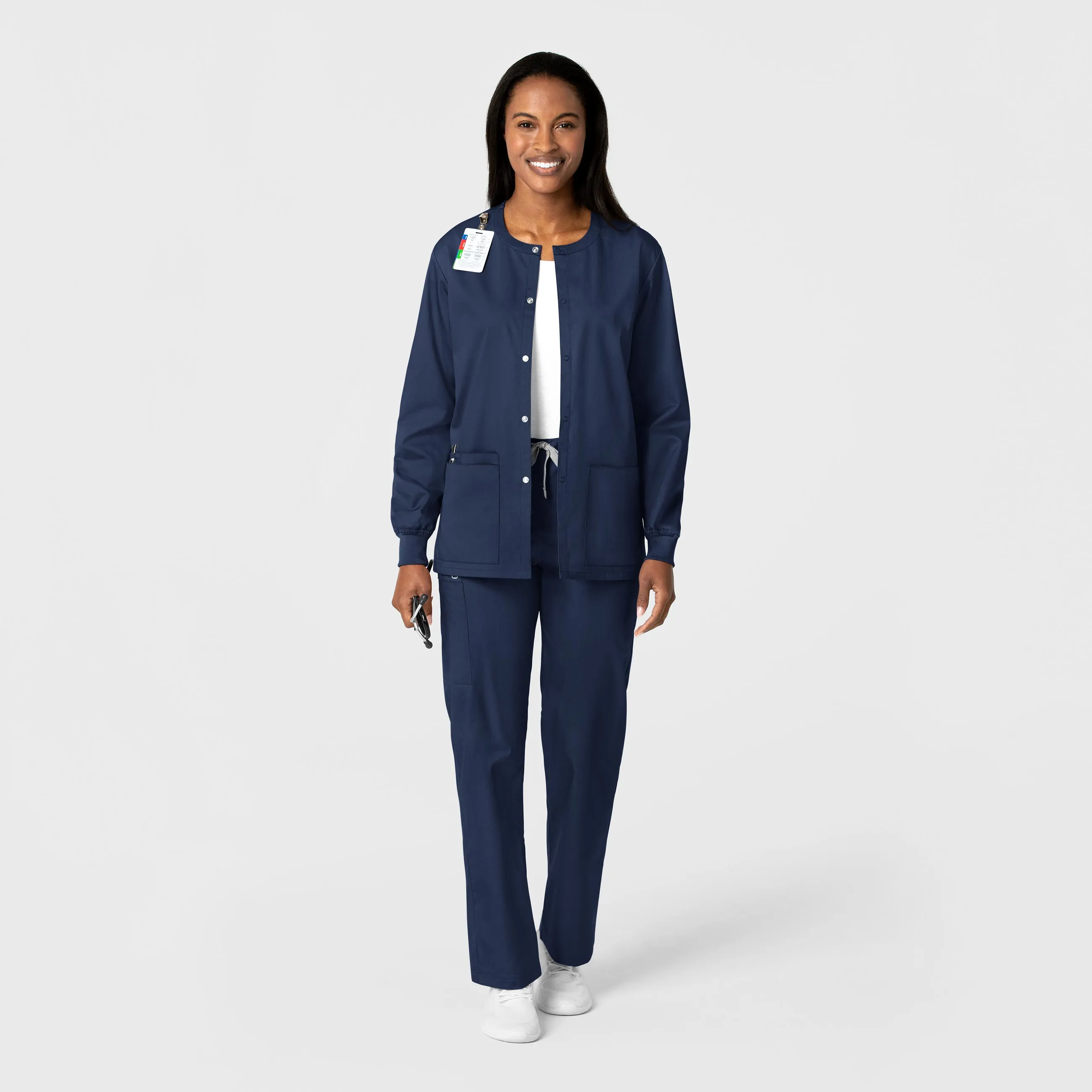 WonderWORK 800 Unisex Snap Front Jacket Navy