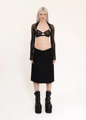 Wool midi skirt with "collared" detail