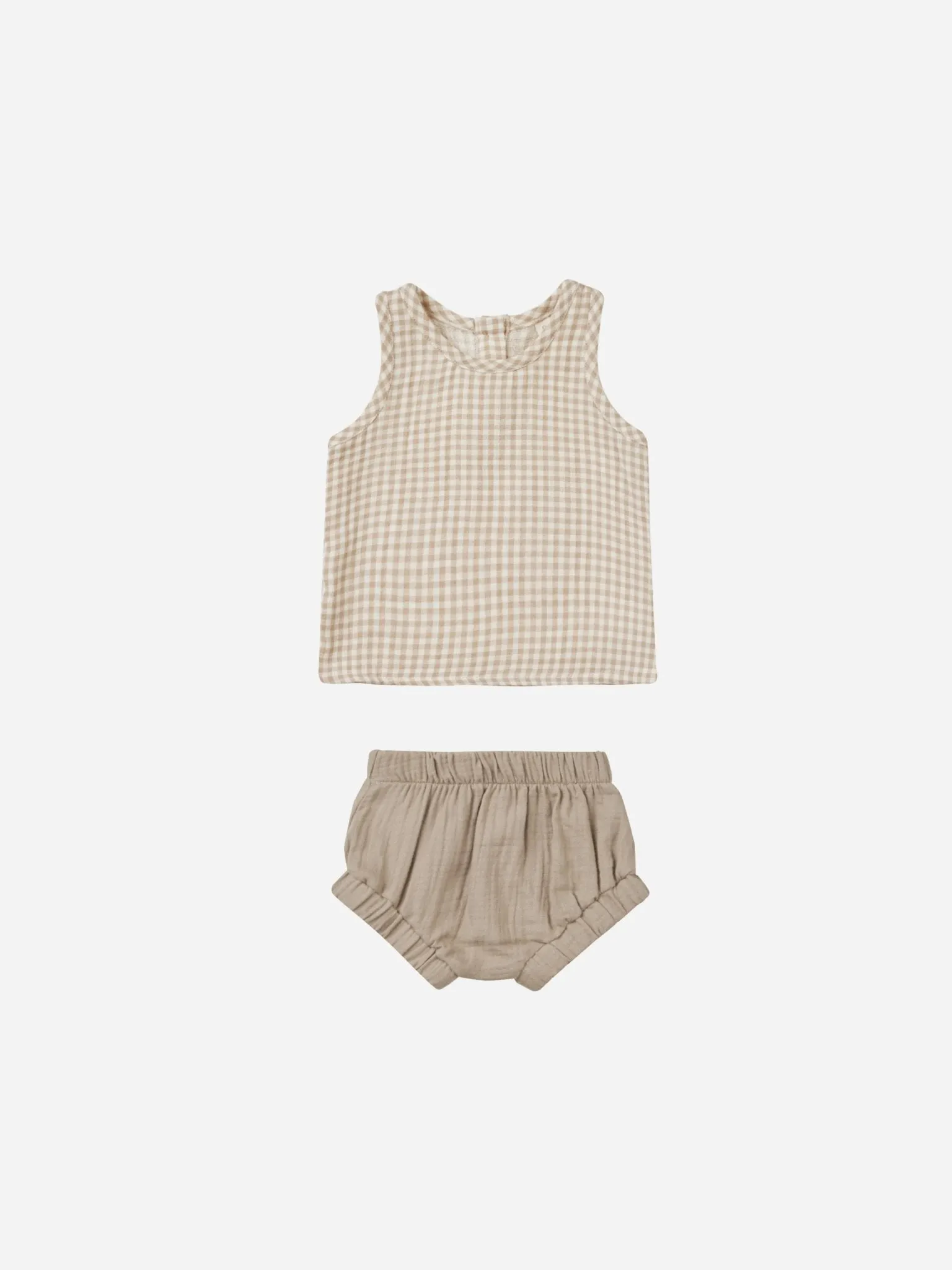 Woven Tank   Short Set || Oat Gingham