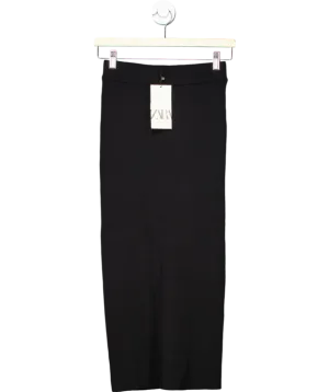 ZARA Black Knitted Midi Skirt UK S