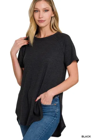 ZENANA Melange Baby Waffle Short Sleeve Top