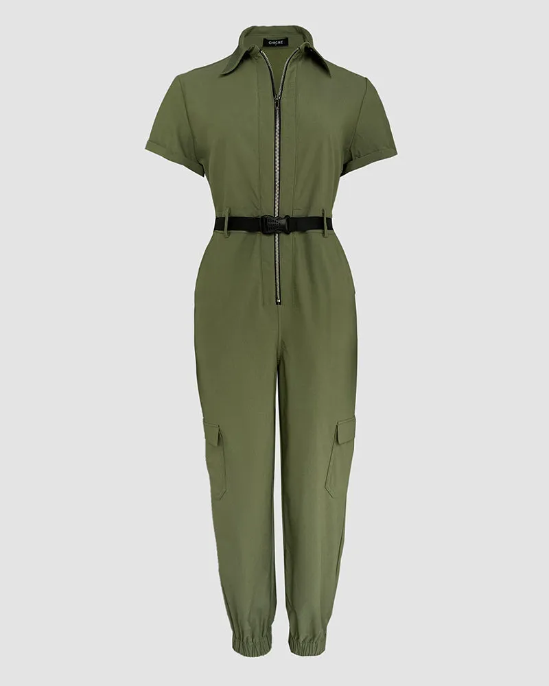 Zippered Cargo Overalls
